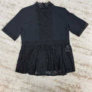 Zara Black Lace Peplum Top